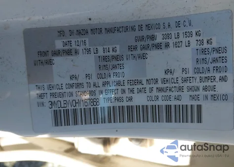 2017 Toyota Yaris Ia z USA, uszkodzony, nr VIN 3MYDLBYV0HY167868